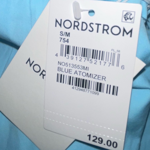 NORDSTROM SQUARE NECK PUFF SLEEVE COTTON MIDI DRESS WOMENS BLUE COLOR SIZE S/M - Picture 10 of 10